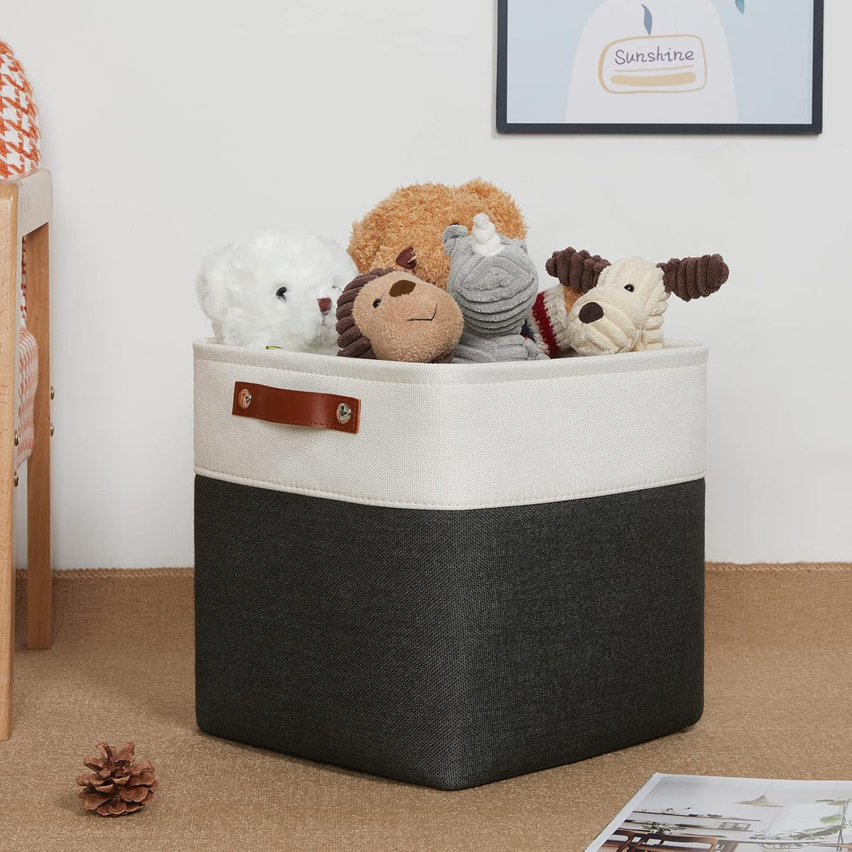 DULLEMELO Set Of 4 Cube Storage Bins, Fabric Storage Basket for Shelves Closet Nursery Toy Storage