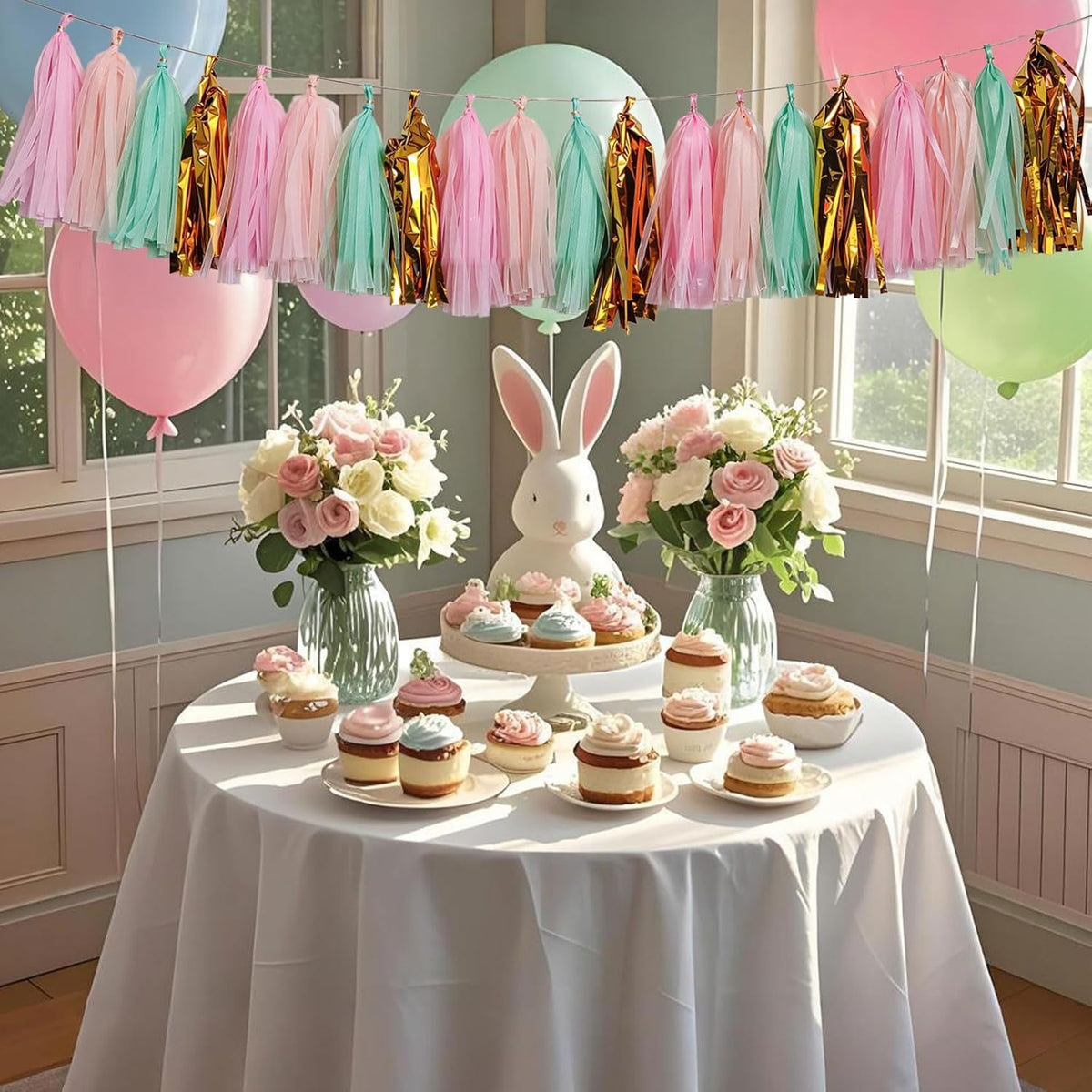 Shiny Tassel Garland Tissue Paper Tassel Banner,Tassels Party Decorations for