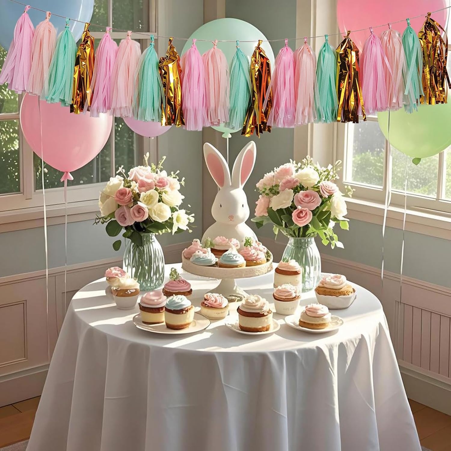 Shiny Tassel Garland Tissue Paper Tassel Banner,Tassels Party Decorations for