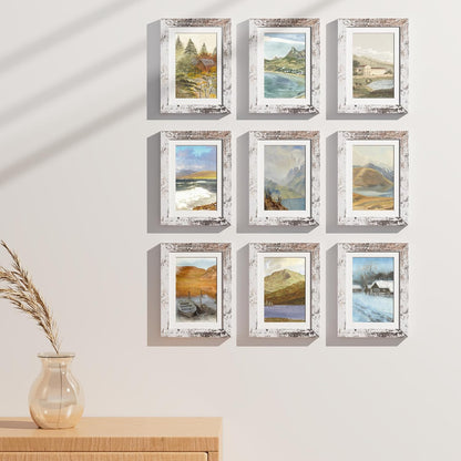 Vittanly 5x7 Picture Frames Set of 9, Shatter Resistant Plexiglass, Display 4x6 Pictures with Mat