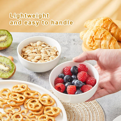 White 4.5in Small Ceramic Bowls, 12 OZ Cereal Bowls Set of 6 for Dessert, Rice, Jello, Pudding