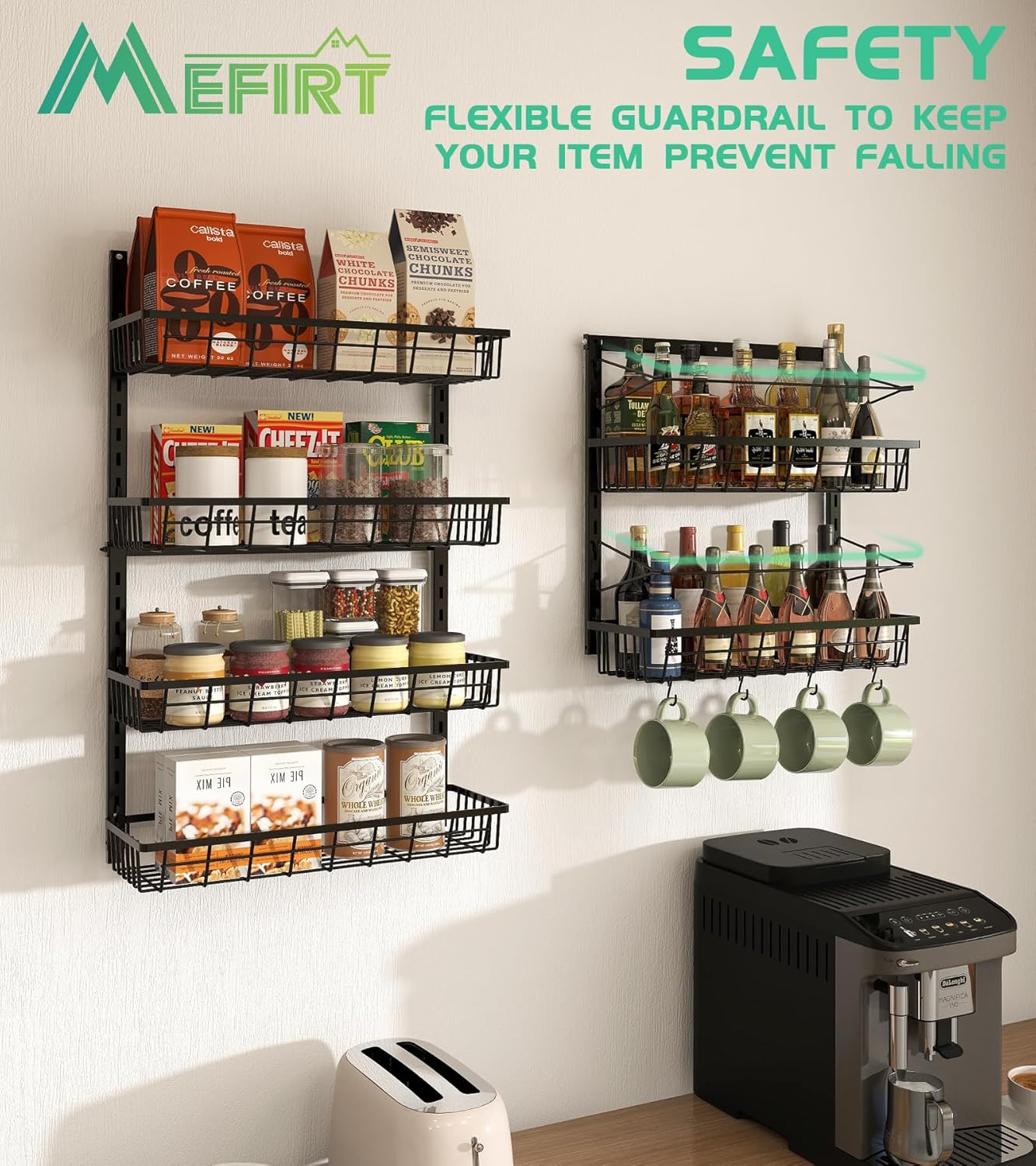 Over The Door Pantry Organizer, Pantry Storage and Organization, 6-Tier Adjustable Hanging Baskets