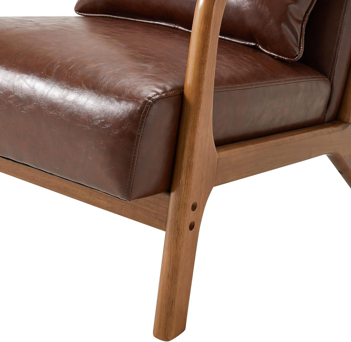 Glitzhome 2 Set Mid Century Coffee Accent Armchair, Single Reading Armchair PU Leather Lounge Chair