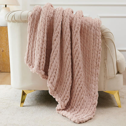 Esterra Chunky Knit Throw Blanket Newly Upgraded Heavy Tighter Version, Handmade Chenille Throw