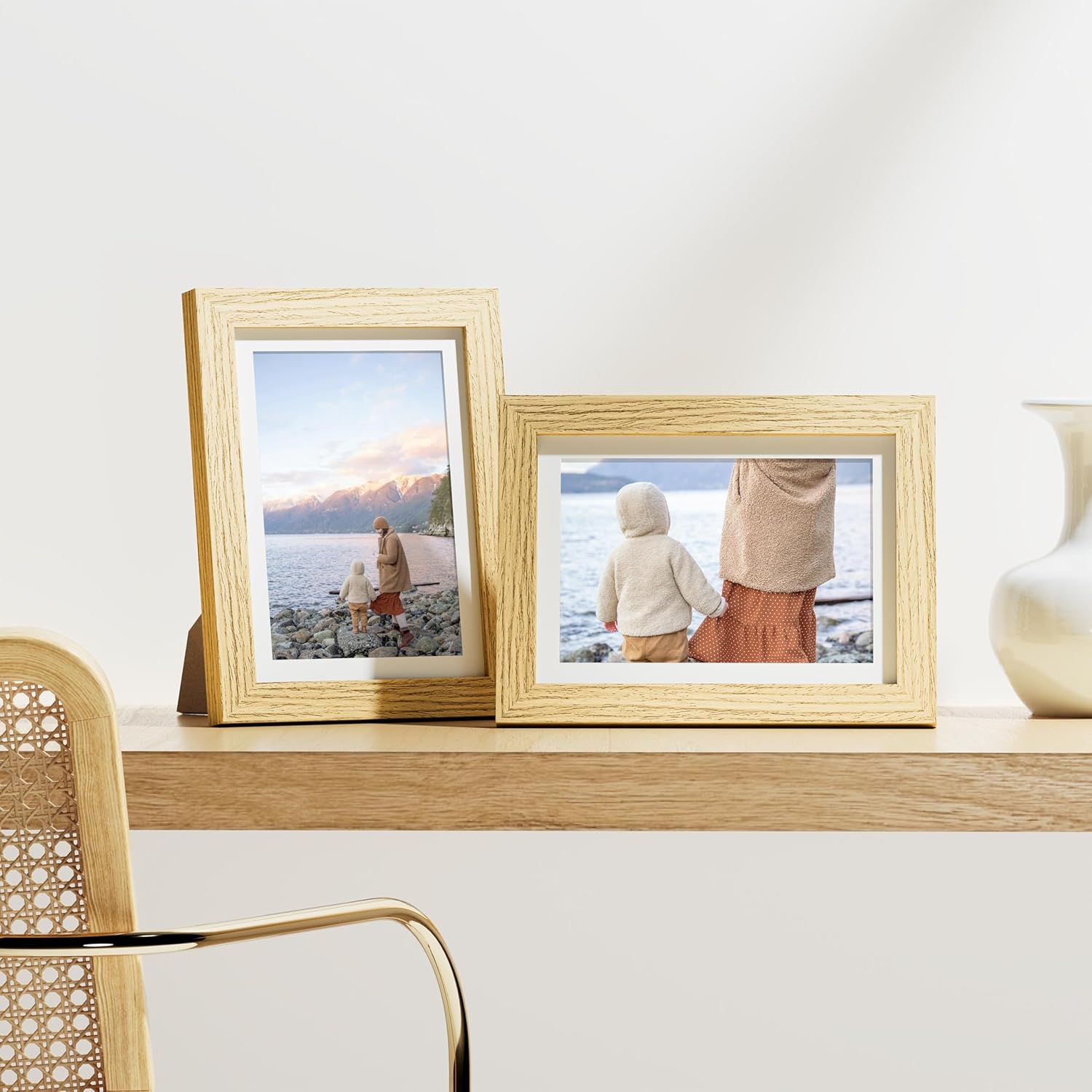 Vittanly 5x7 Picture Frames Set of 9, Shatter Resistant Plexiglass, Display 4x6 Pictures with Mat