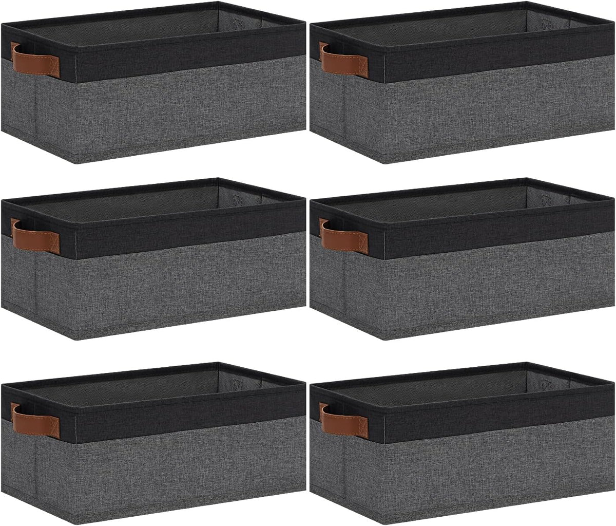 GhvyenntteS Small Fabric Storage Bins with Handles 6 Pack, 11.8" x 7.87" x 5.11" Storage Baskets