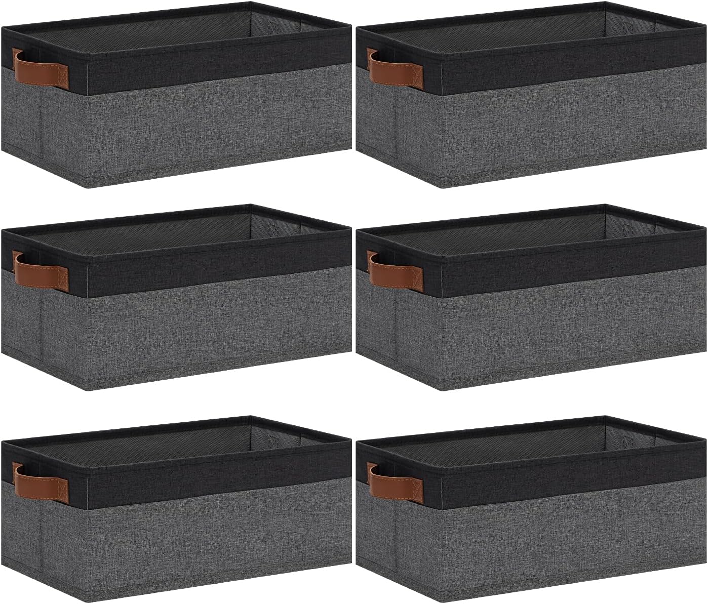GhvyenntteS Small Fabric Storage Bins with Handles 6 Pack, 11.8" x 7.87" x 5.11" Storage Baskets