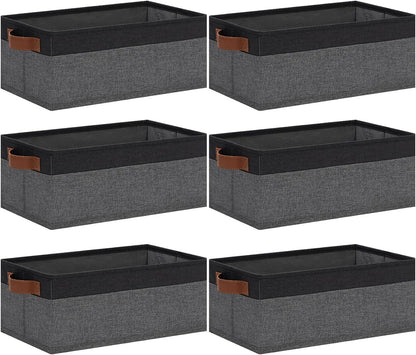 GhvyenntteS Small Fabric Storage Bins with Handles 6 Pack, 11.8" x 7.87" x 5.11" Storage Baskets