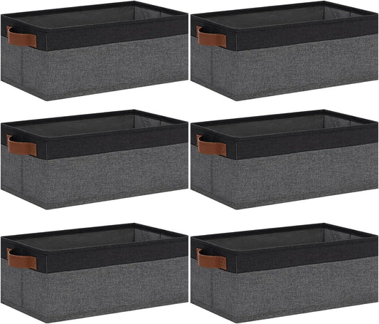 GhvyenntteS Small Fabric Storage Bins with Handles 6 Pack, 11.8" x 7.87" x 5.11" Storage Baskets