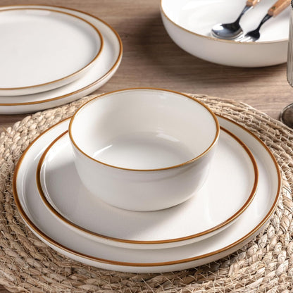 GBHOME Ceramic Dinnerware Sets for 8, 24 Pieces Stoneware Plates and Bowls Sets, Scratch Resistant