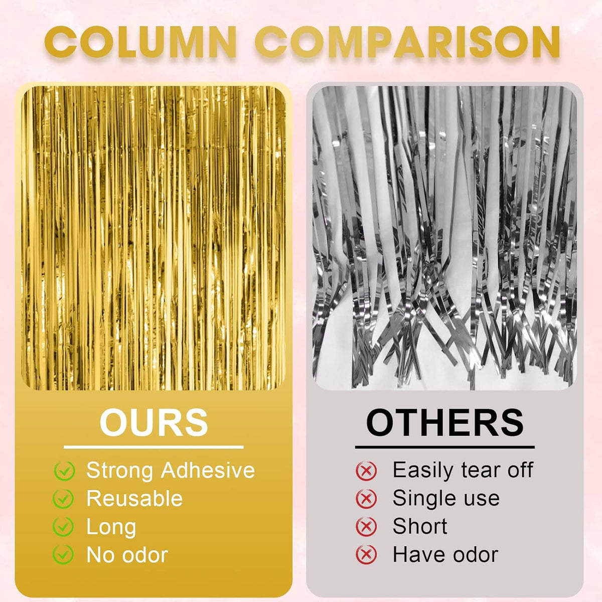 3 Pack 3.3x8.2 Feet Gold Foil Fringe Backdrop Curtains, Tinsel Streamers, Fringe Backdrop for 2025