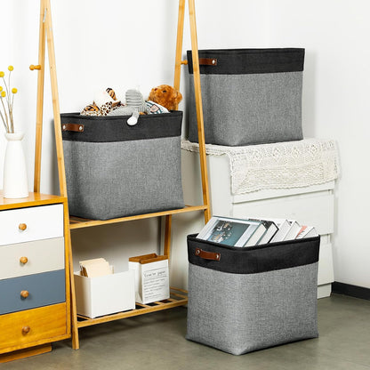 DULLEMELO Grey Storage Baskets for Organizing 3 Pack Fabric Shelf Baskets for Gifts Empty Large