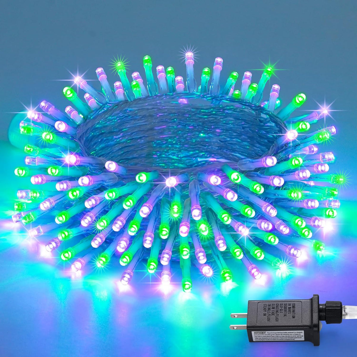 JMEXSUSS Connectable Purple and Green Halloween Lights Plug-in, 8 Modes 100 LED Twinkle String