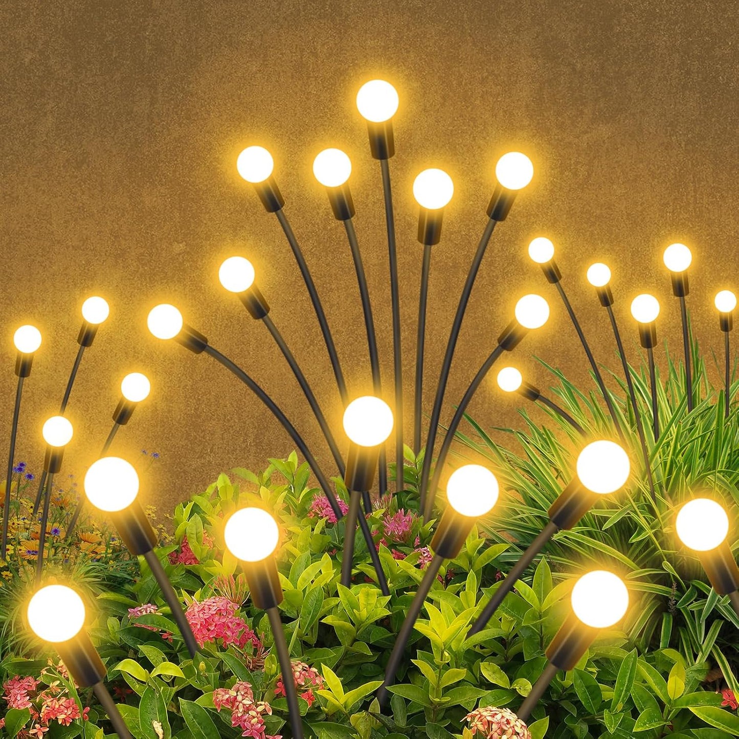 Solar Garden Lights Outdoor Waterproof, 4 Pack 32 LED Swaying Light Firefly Light Outdoor Decor