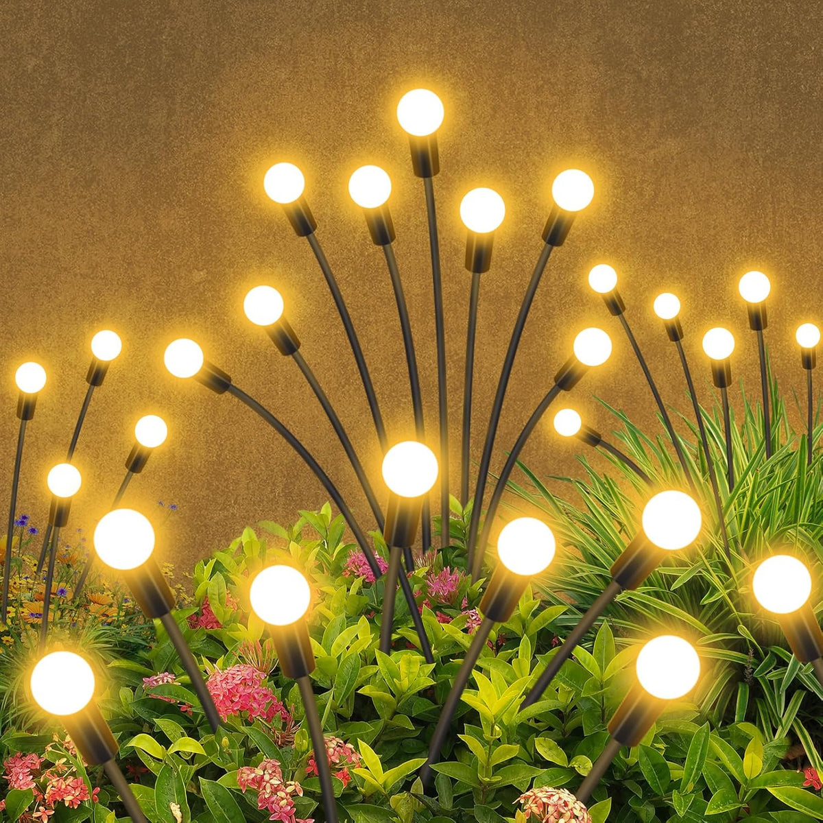 Solar Garden Lights Outdoor Waterproof, 4 Pack 32 LED Swaying Light Firefly Light Outdoor Decor