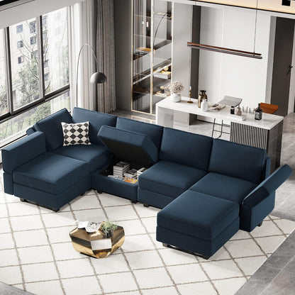 Belffin Modular Velvet Sectional Sofa with Chaise Lounge Sectional Sleeper Sofa with Storage Chaise