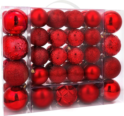 87ct Christmas Ball Ornaments Set Shatterproof Seasonal Hanging Decorations with Reusable Hand-held