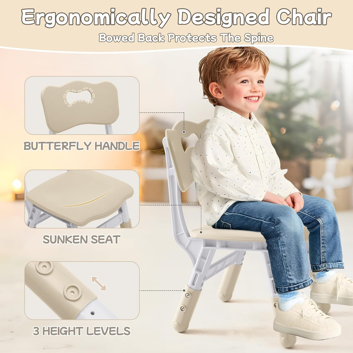 Toddler Table and Chair Set, Height Adjustable-Upgrade Kids Table and 2 Chairs for Ages 3-8