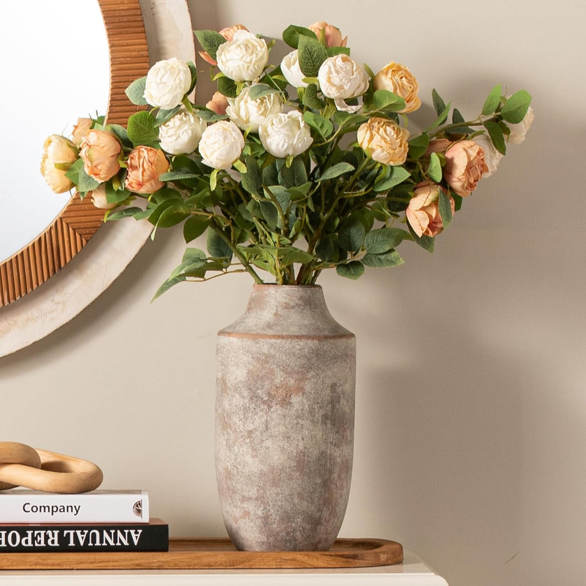 Mitt&Ditt Ceramic Flower Vase, 12.5 inch Tall Off-White Vase, Large Decorative Terracotta Vases