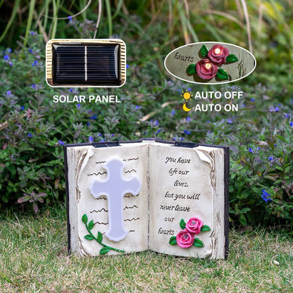 Outdoor Solar Bible Cross Garden Stakes Lights, Waterproof Memorial Grave Decorations Gifts for