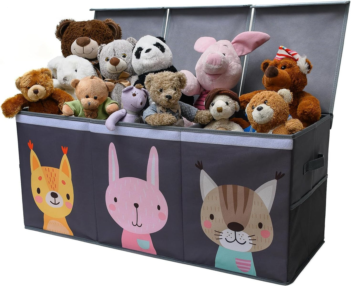 Extra Large Toy Storage Organizer with Lid - Sturdy, Collapsible Toy Chest Storage Box with Cute