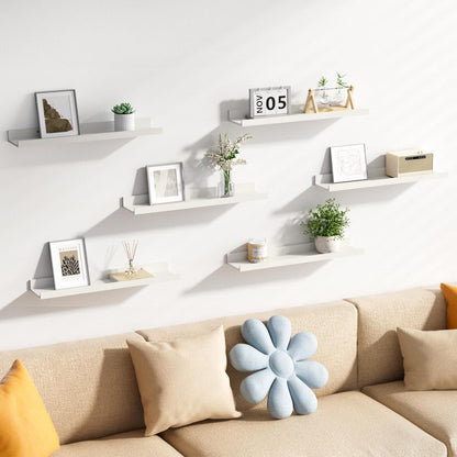 upsimples Floating Shelves for Wall, Wall Shelves for Decor Storage Set of 6, Wall Mounted Wood