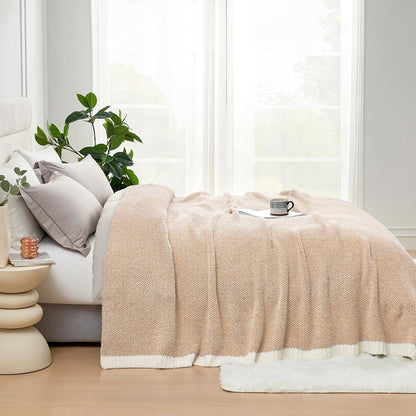 Snuggle Sac Twin XL Bed Blanket 66x90 inches, Super Soft Warm Beige Blankets for Bed, Living Room