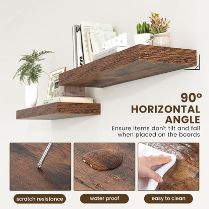 Deep Floating Shelves for Wall | 36 Inch Wide x 12 Inch Deep Floating Shelves | 36W x 12D Rustic
