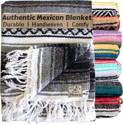 Del Mex Classic Mexican Blanket, Large Authentic Woven Falsa Throw (70"x50"), Artisan Southwest