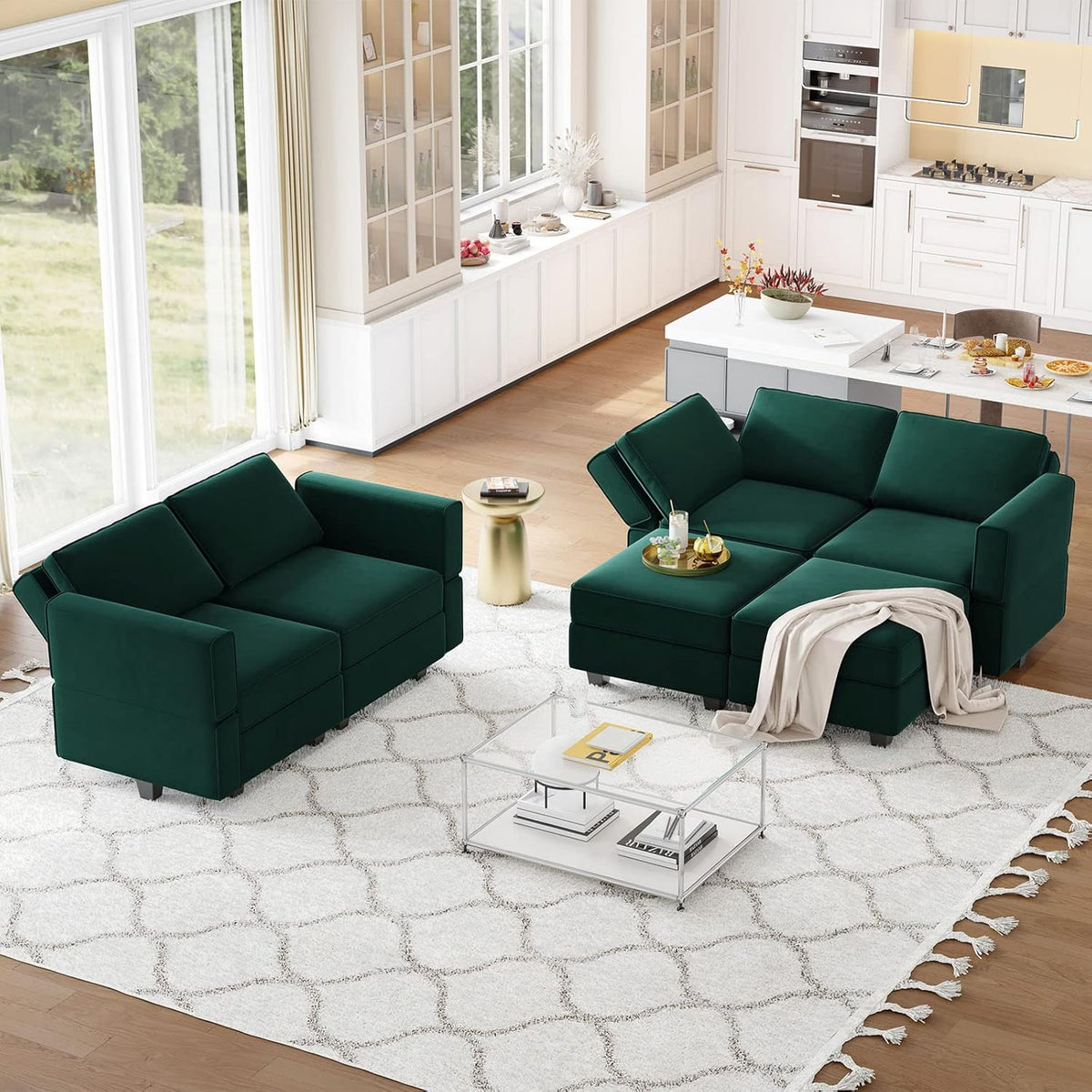Belffin Modular Velvet Sectional Sofa with Chaise Lounge Sectional Sleeper Sofa with Storage Chaise