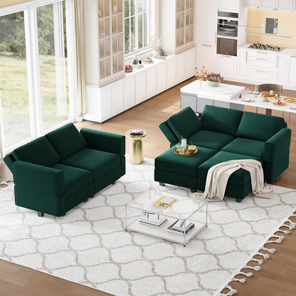Belffin Modular Velvet Sectional Sofa with Chaise Lounge Sectional Sleeper Sofa with Storage Chaise