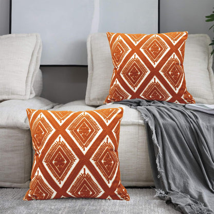 Alysheer Embroidered Decorative Throw Pillow Covers 18x18 inches Set of 2 Pieces, Boho Geometric