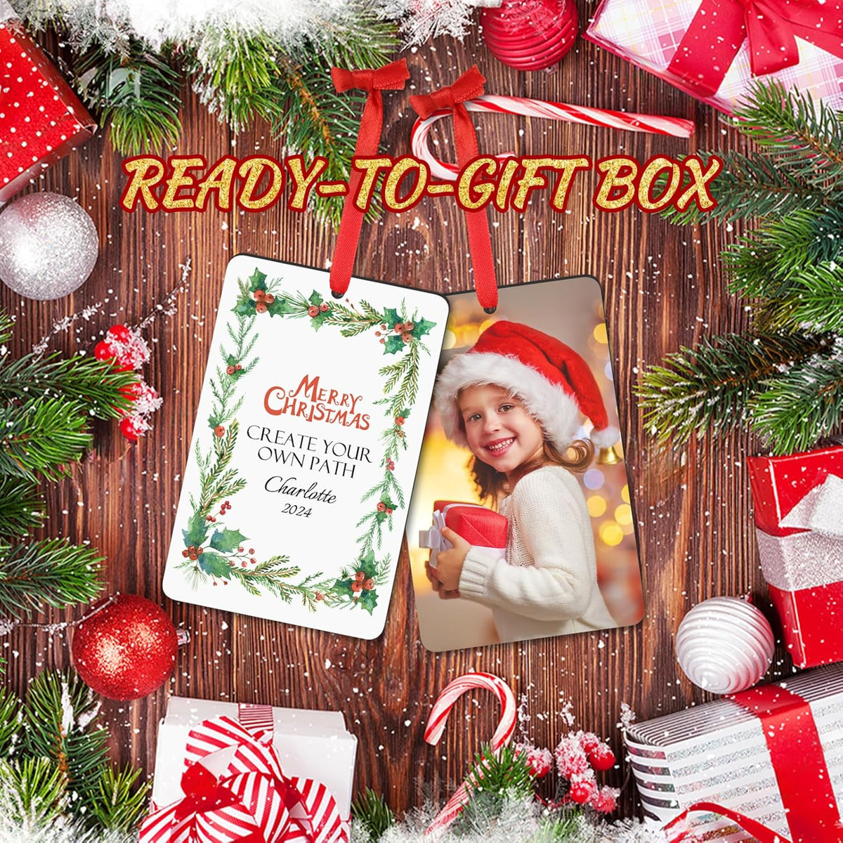Personalized Christmas Ornaments 2025 Wood Custom Photo Picture Text Christmas Ornament