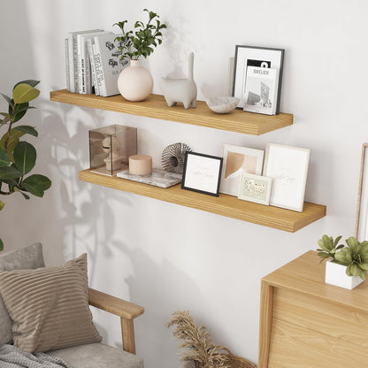 48 Inch Floating Shelves Set of 2, Rustic 48 x 9 Floating Shelf for Wall, 9 Inch Deep Bookshef