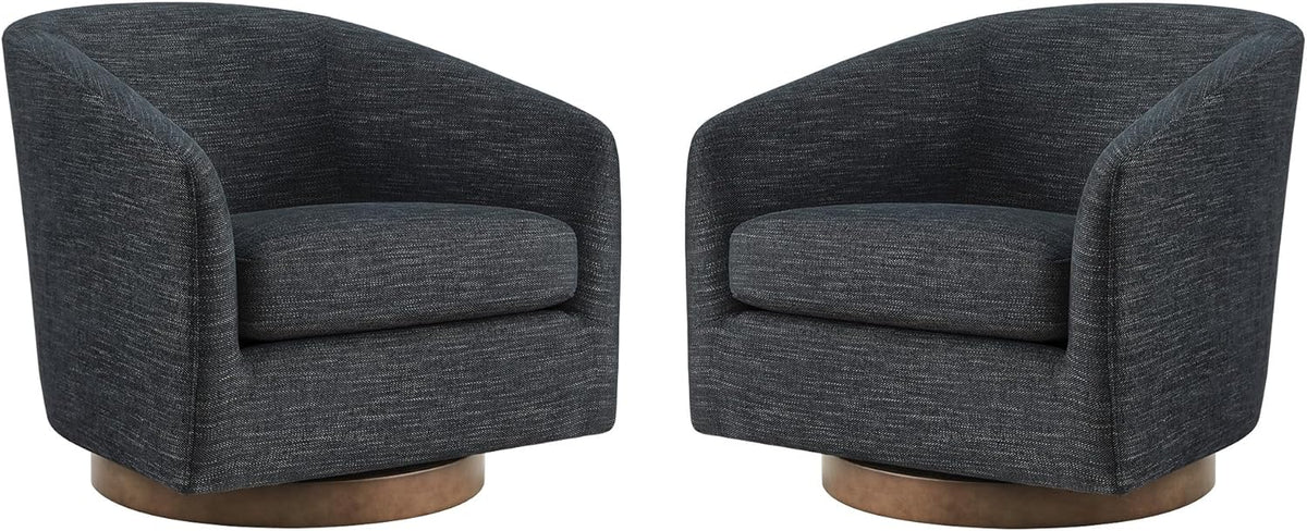 CHITA Swivel Accent Chair Set of 2, FSC Certified Upholstered Fabric Barrel Chair for Living Room