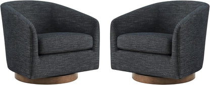 CHITA Swivel Accent Chair Set of 2, FSC Certified Upholstered Fabric Barrel Chair for Living Room
