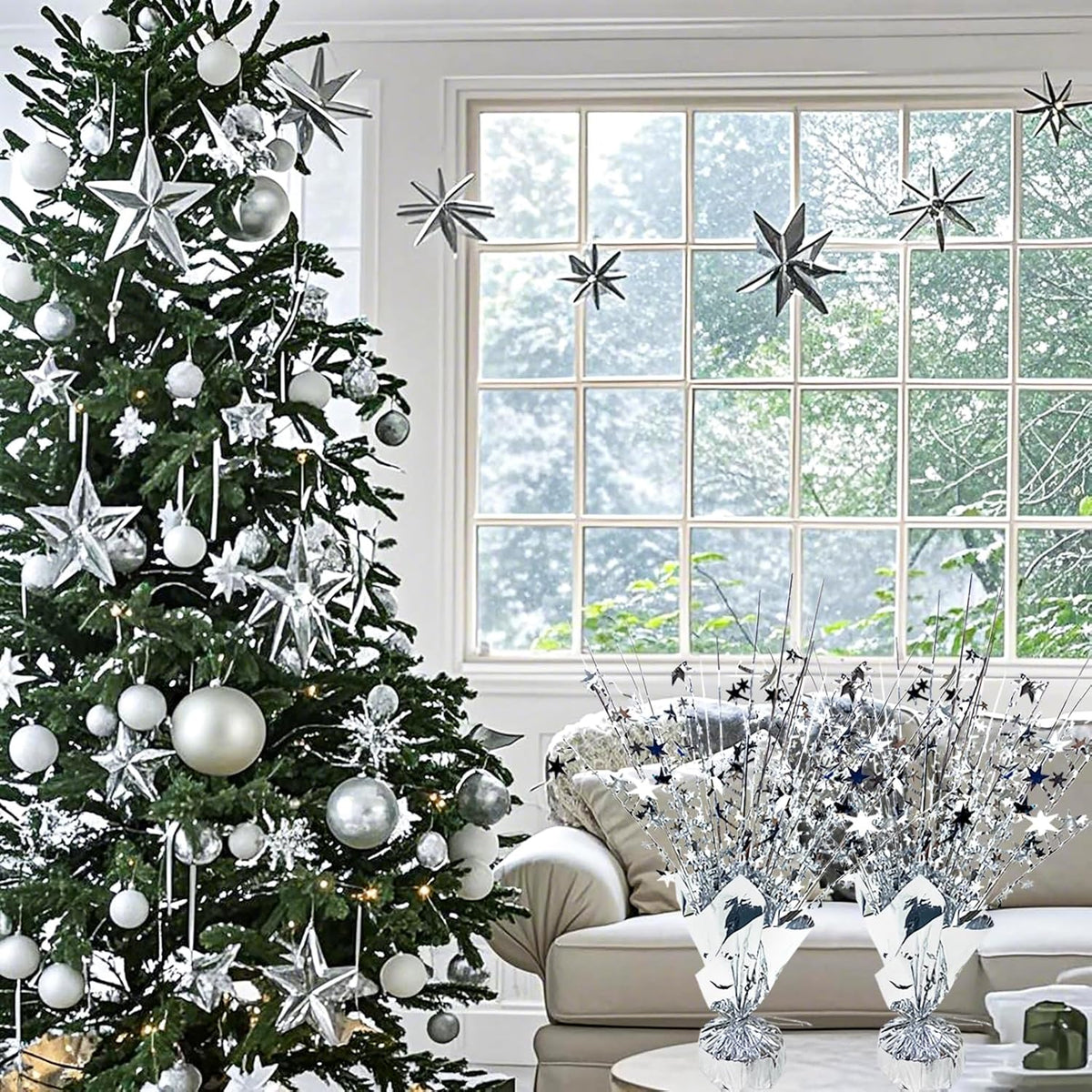 6 Pack Metallic Foil Spray Centerpiece Star Table Decoration Burst Table Centerpieces for Birthday