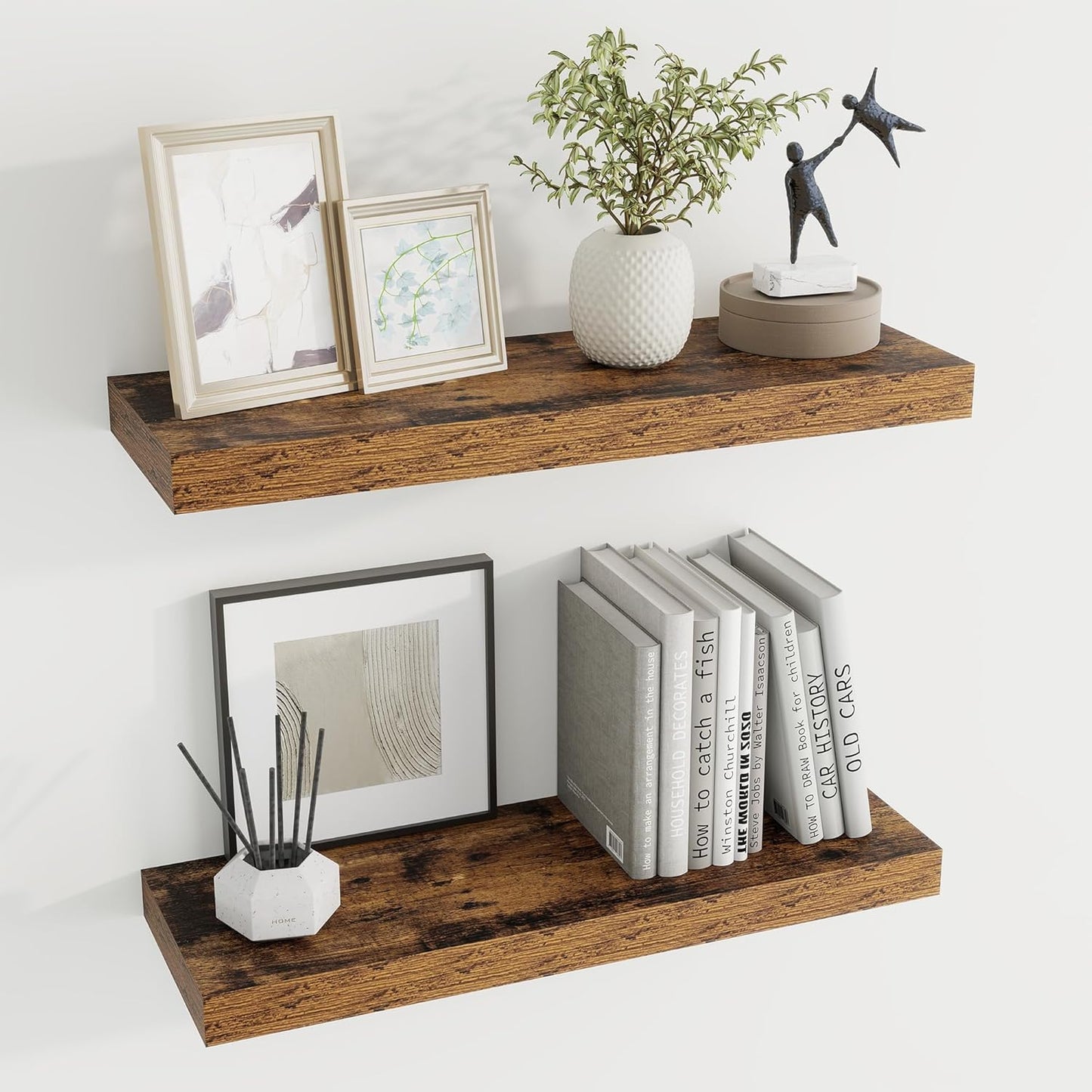 24 inch Floating Shelves Long Floating Shelves for Wall Large Wall Mounted Shelves with Invisible