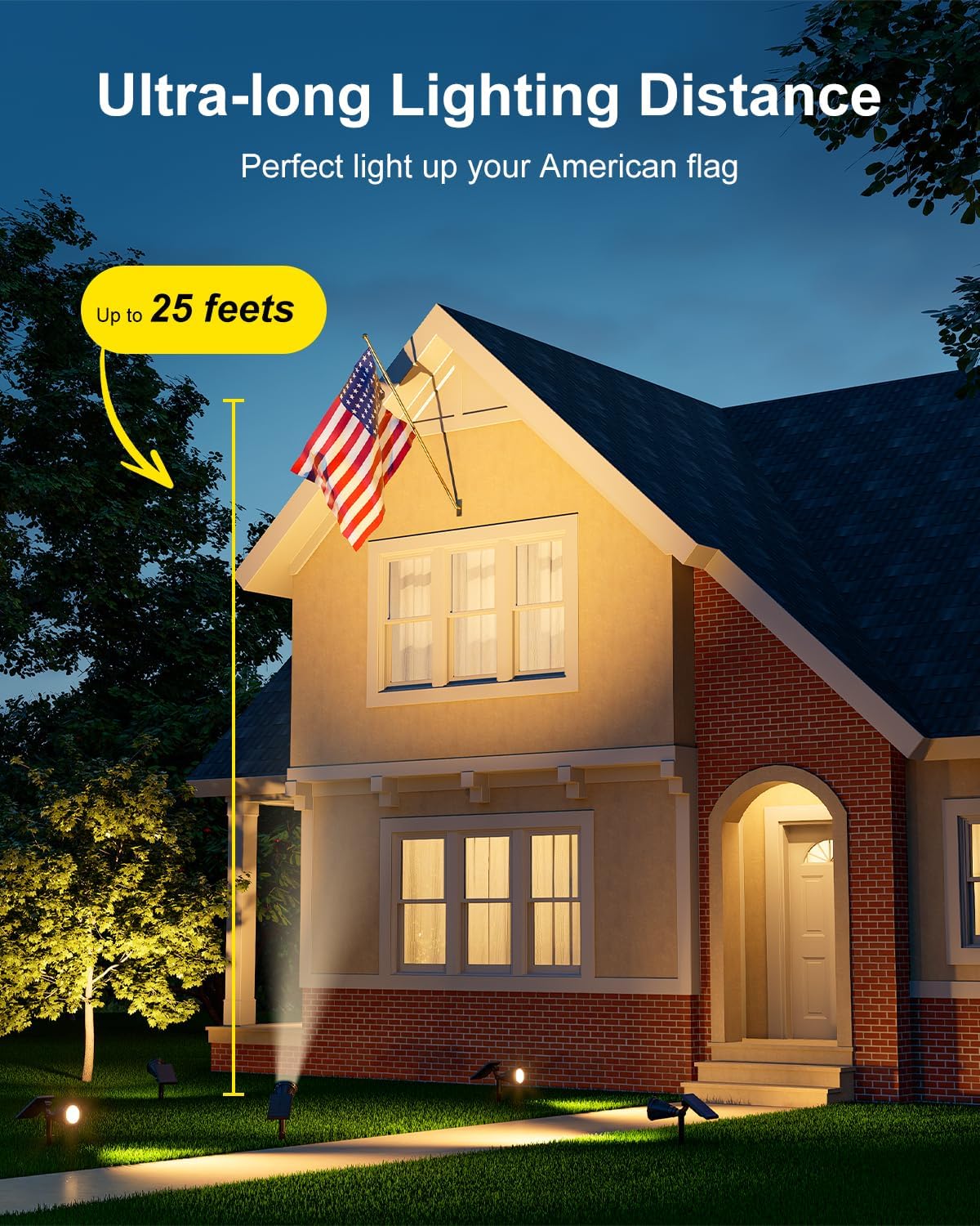 2 Pack Solar Spotlights Outdoor Waterproof for Flag, Tree, Statue, Wooden Sign, Plant Pot, Bright