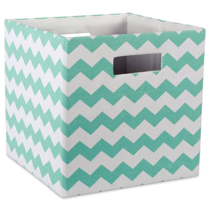 DII Collapsible Polyester Storage Cube, Chevron, Aqua, Large