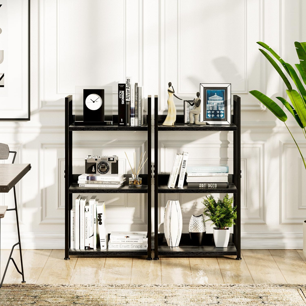 NUMENN Narrow Bookshelf, 3 Tier Bookshelves, Home Office Bookcase Shelf Storage Organizer, Free