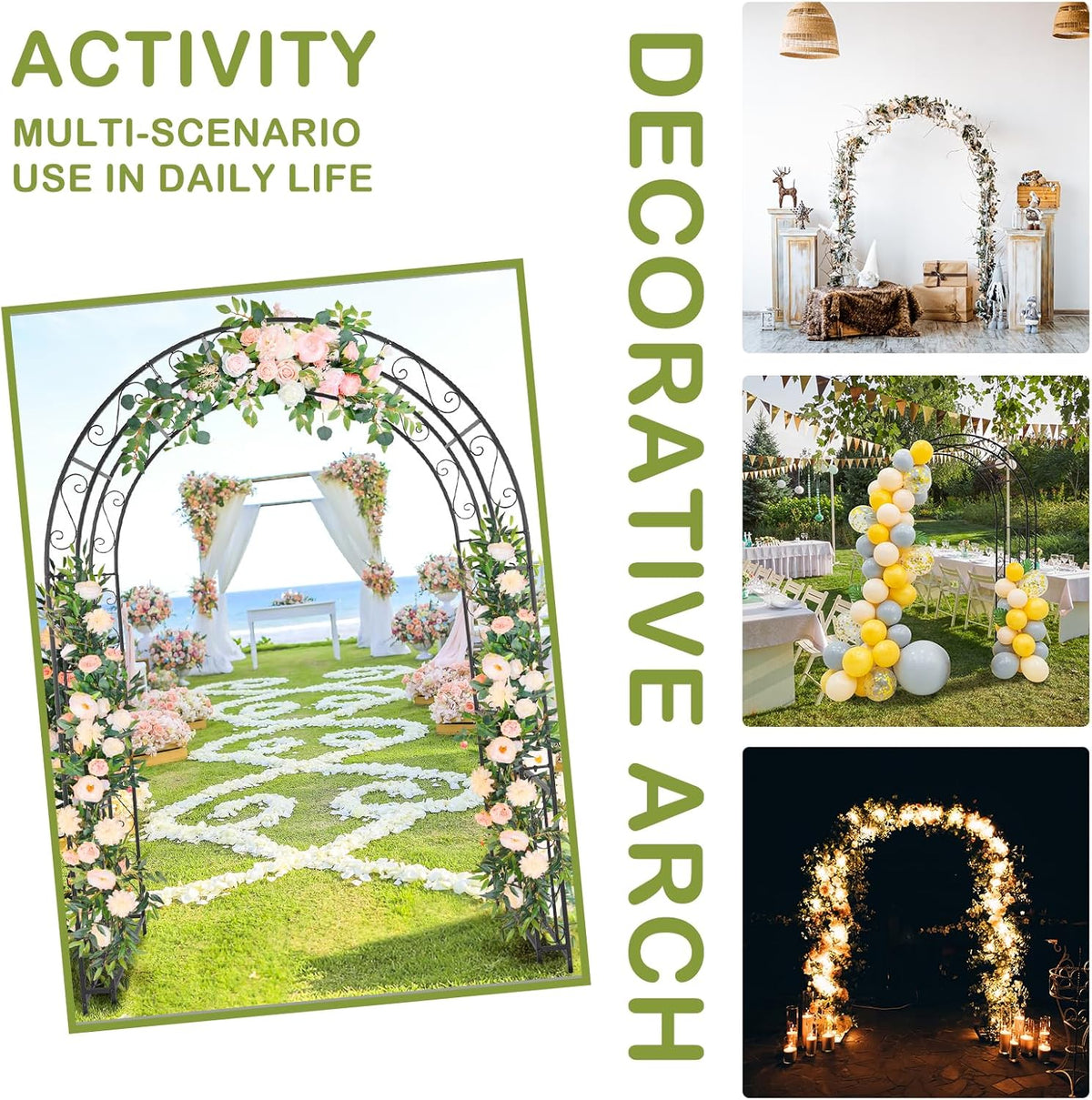 Outvita 7FT Garden Arch Arbor, Heavy Duty Metal Arbour Archway, Decorative Frame Stand Trellis with