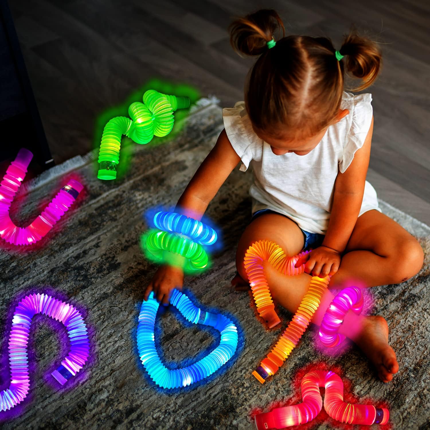 Halloween Glow Sticks Toys Gifts for Toddlers-6 PCS Light Up Pop Tube Party Favors for Kids,LED
