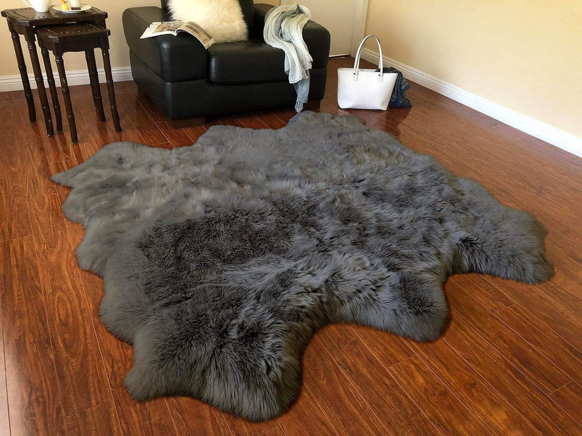 LAMBZY Faux Sheepskin Super Soft Hypoallergenic Free Shape Silky Shag Rug, Luxury Shaggy Plush