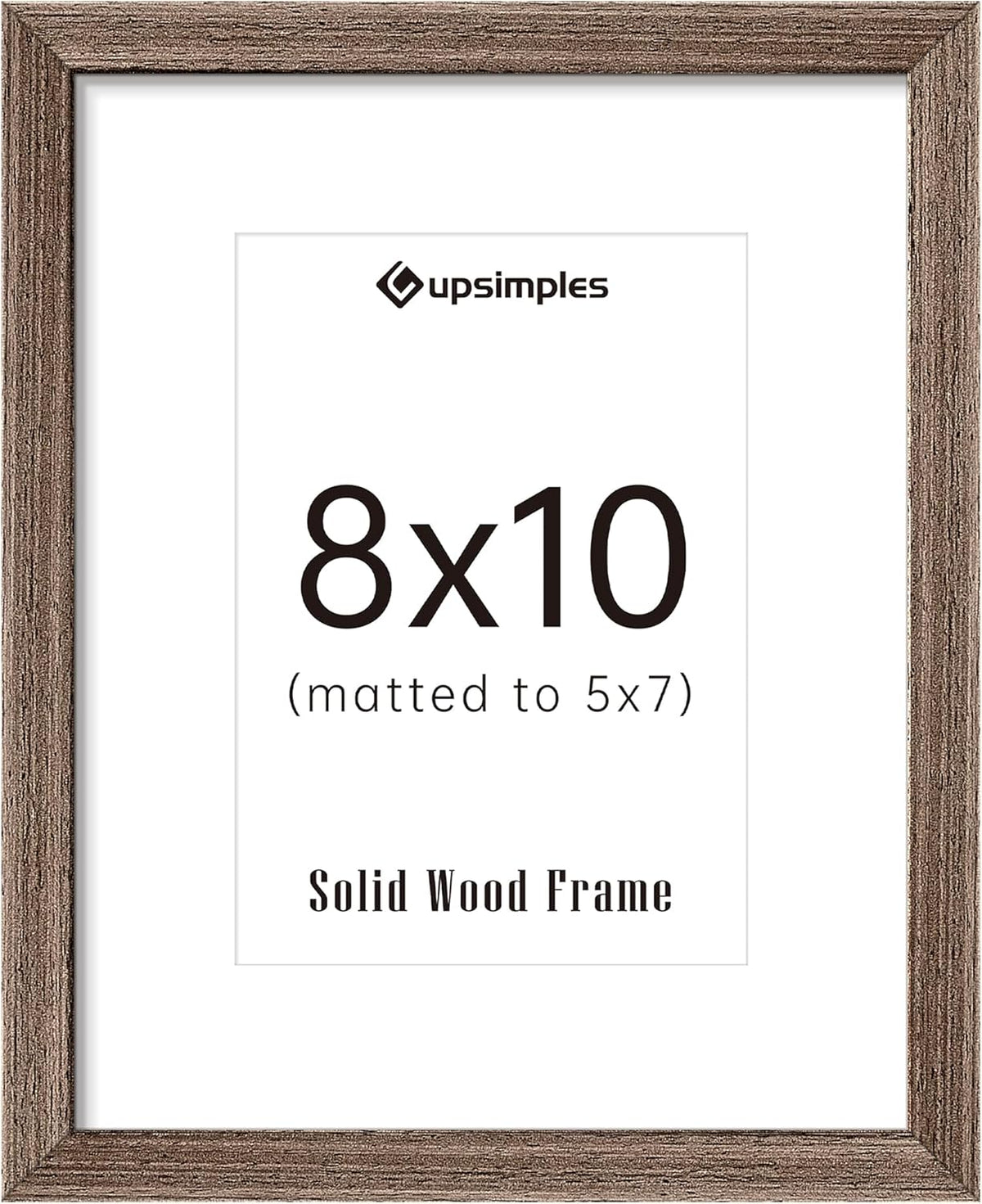 upsimples 8x10 Picture Frame, Natural Solid Wooden Picture Frames, Display 5x7 with Mat or 8 x 10