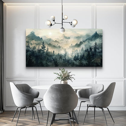 KELIYUAN Mountain View Canvas Wall Painting For Living Room Natural Landscape Painting Misty Forest