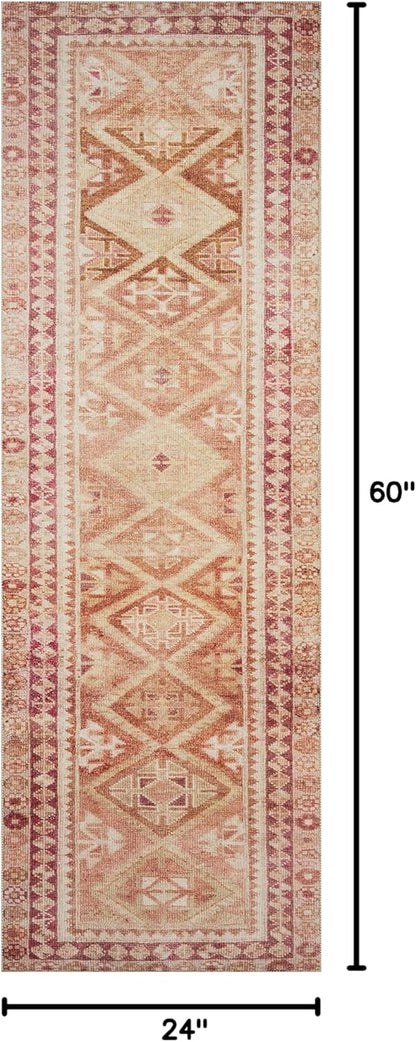 Loloi Layla Collection LAY-16 Natural/Spice 2'-0" x 5'-0" .13" Thick Accent Rug, Soft, Durable
