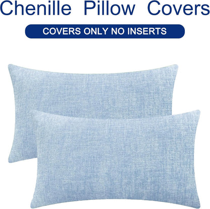 CaliTime Throw Pillow Covers Decorative 12 X 20 Inches Pack of 2 Cozy Chenille Cushion Cases for