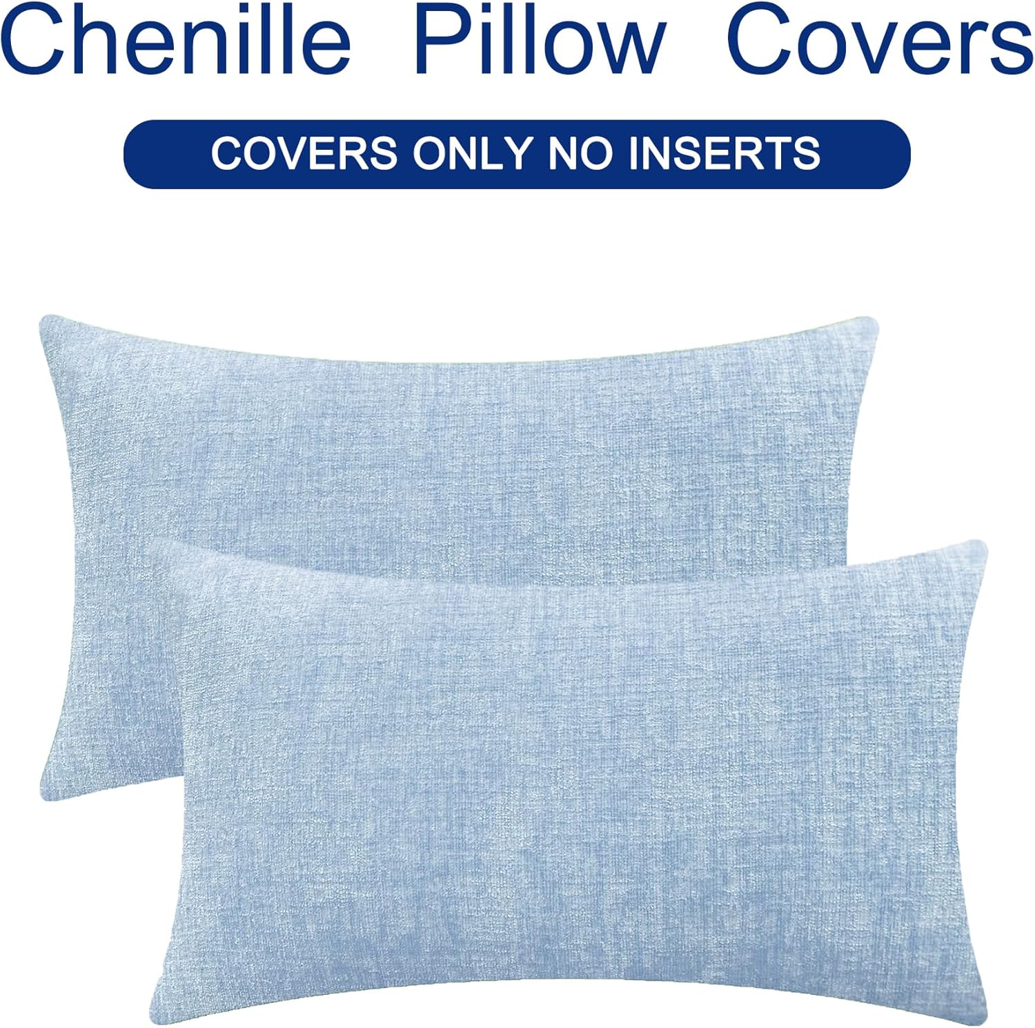 CaliTime Throw Pillow Covers Decorative 16 X 26 Inches Pack of 2 Cozy Chenille Cushion Cases for