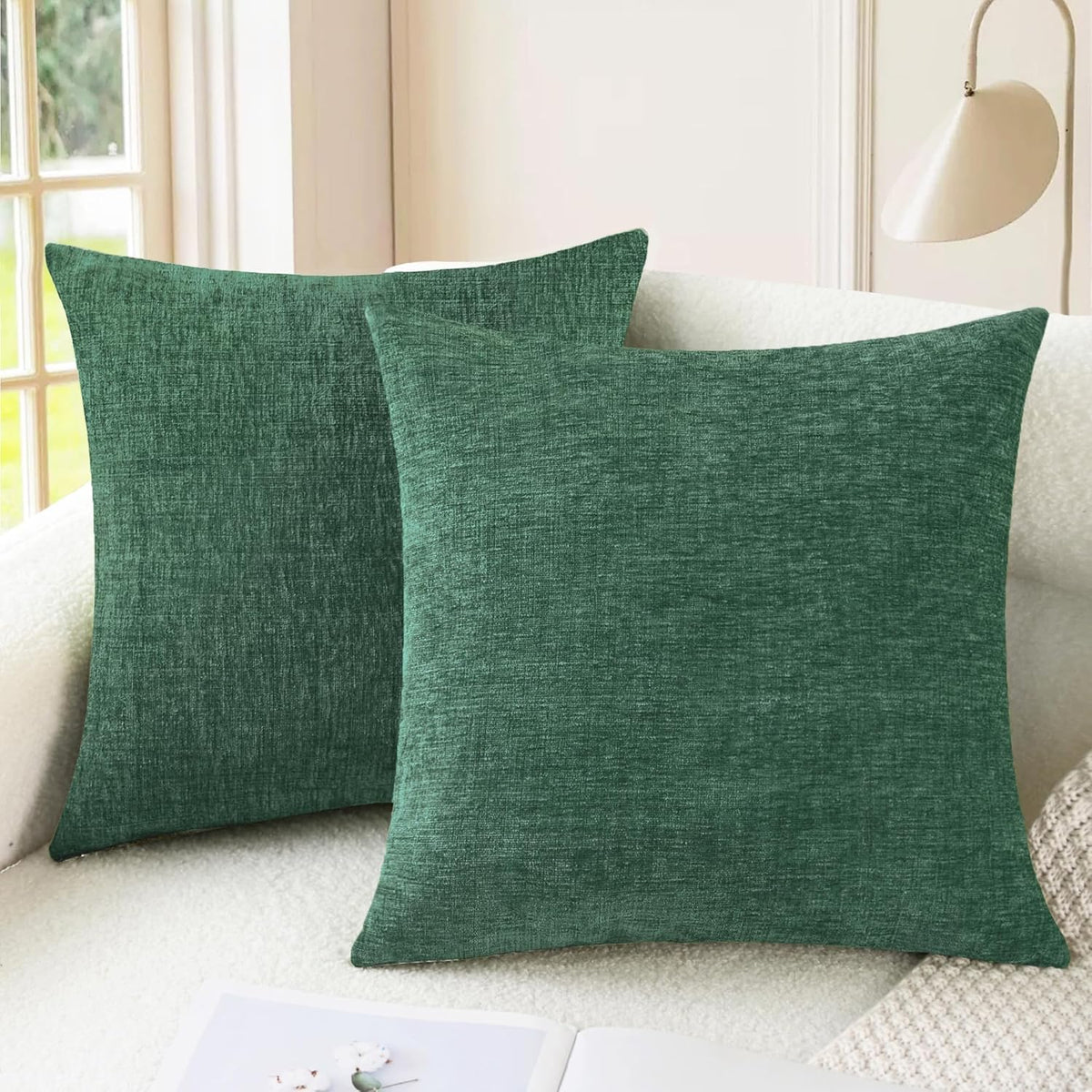 CaliTime Throw Pillow Covers Decorative 16 X 16 Inches Pack of 2 Cozy Chenille Cushion Cases for
